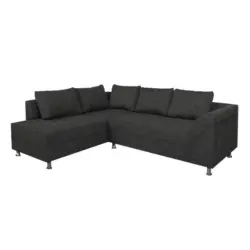 Ecksofa in Webstoff Schwarz 200/267 cm