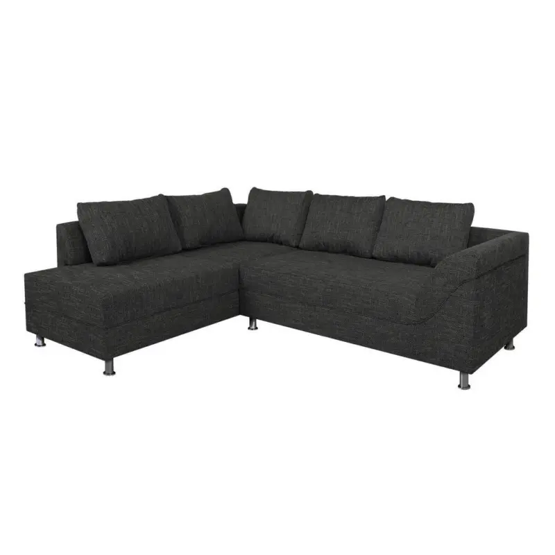 Ecksofa in Webstoff Schwarz 200/267 cm