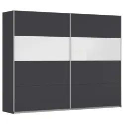 Schwebet&uuml;renschrank in Grau, Wei&szlig; Hochglanz