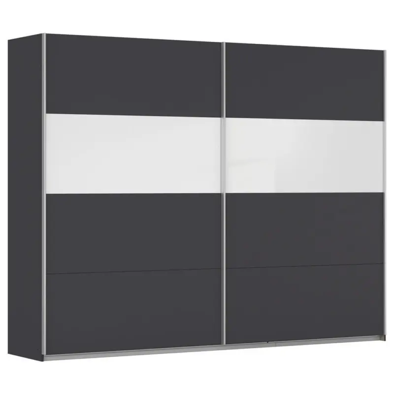 Schwebet&uuml;renschrank in Grau, Wei&szlig; Hochglanz