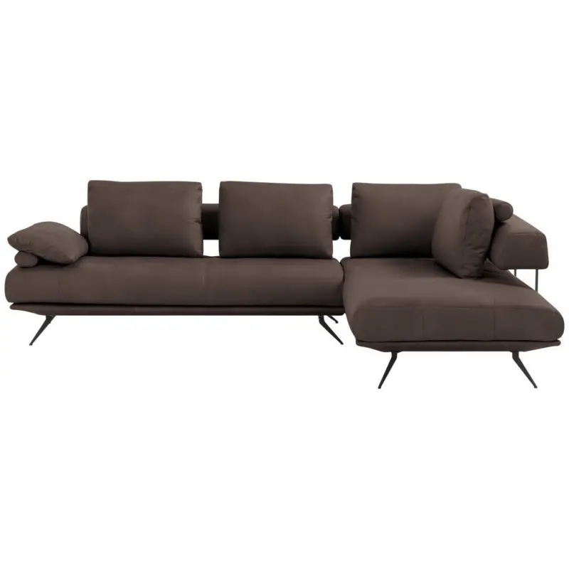 Ecksofa in Echtleder Dunkelbraun 305/231 cm
