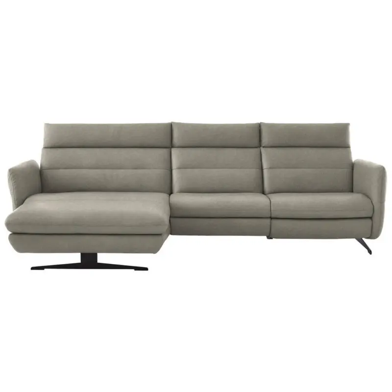 Ecksofa in Echtleder Hellgrau 169/298 cm