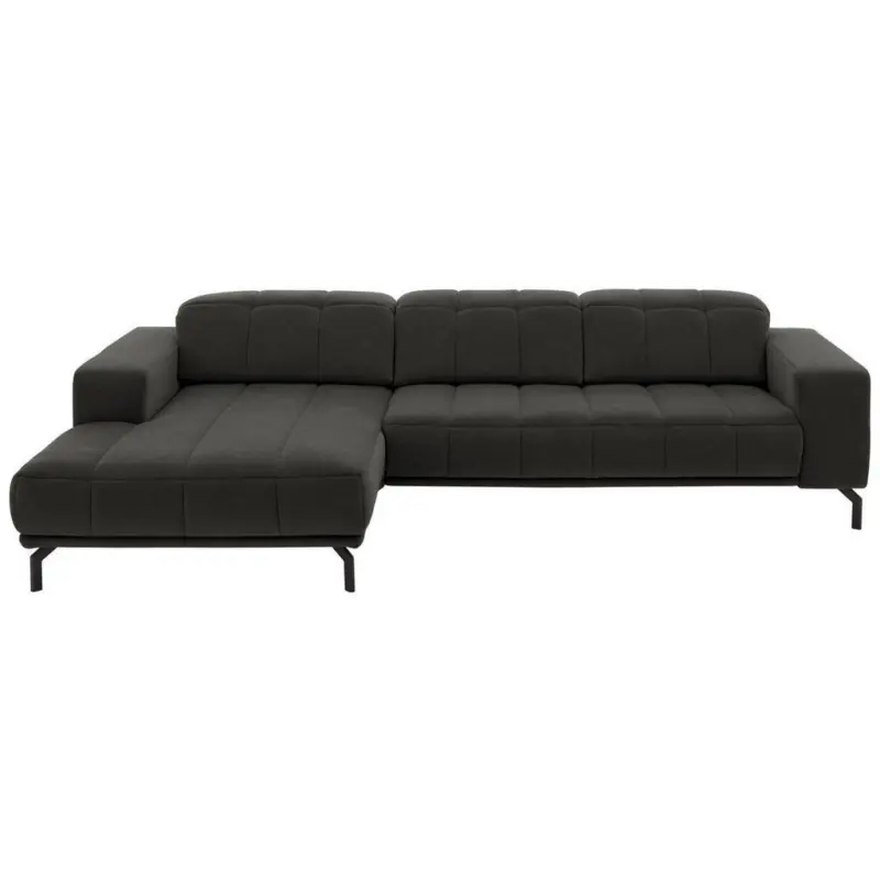 Ecksofa in Velours Grau 195/293 cm