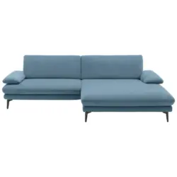 Ecksofa in Webstoff Blau 284/184 cm