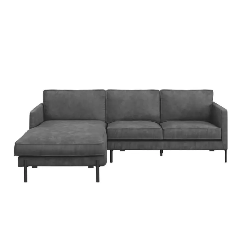 Ecksofa in Flachgewebe Dunkelgrau 154/232 cm