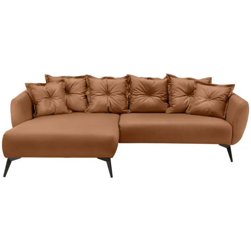 Ecksofa in Lederlook Cognac 162/277 cm