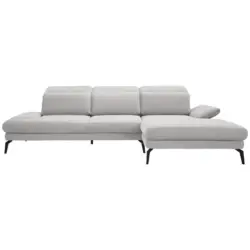 Ecksofa in Flachgewebe Creme 289/180 cm
