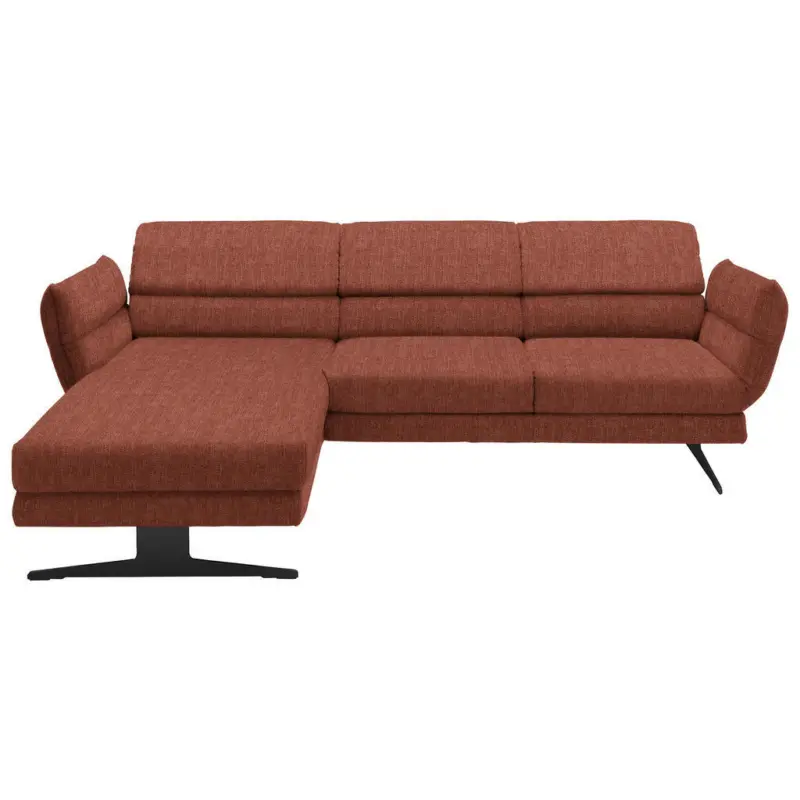 Ecksofa in Flachgewebe Rostfarben 176-217/279-327 cm