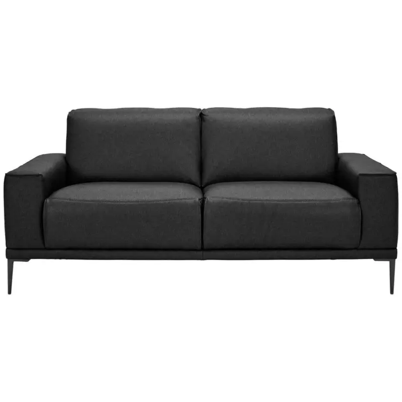2-Sitzer-Sofa in Echtleder Schwarz