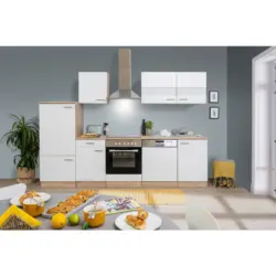 K&uuml;chenleerblock 280/200/60 cm in Wei&szlig;, Eichefarben