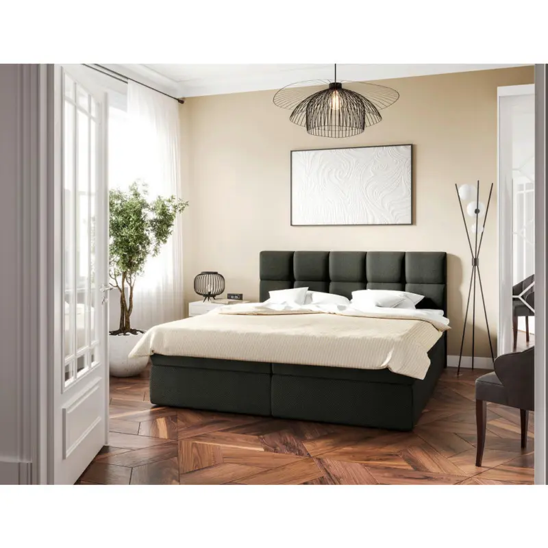 Boxbett 140/200 cm in Dunkelgrau