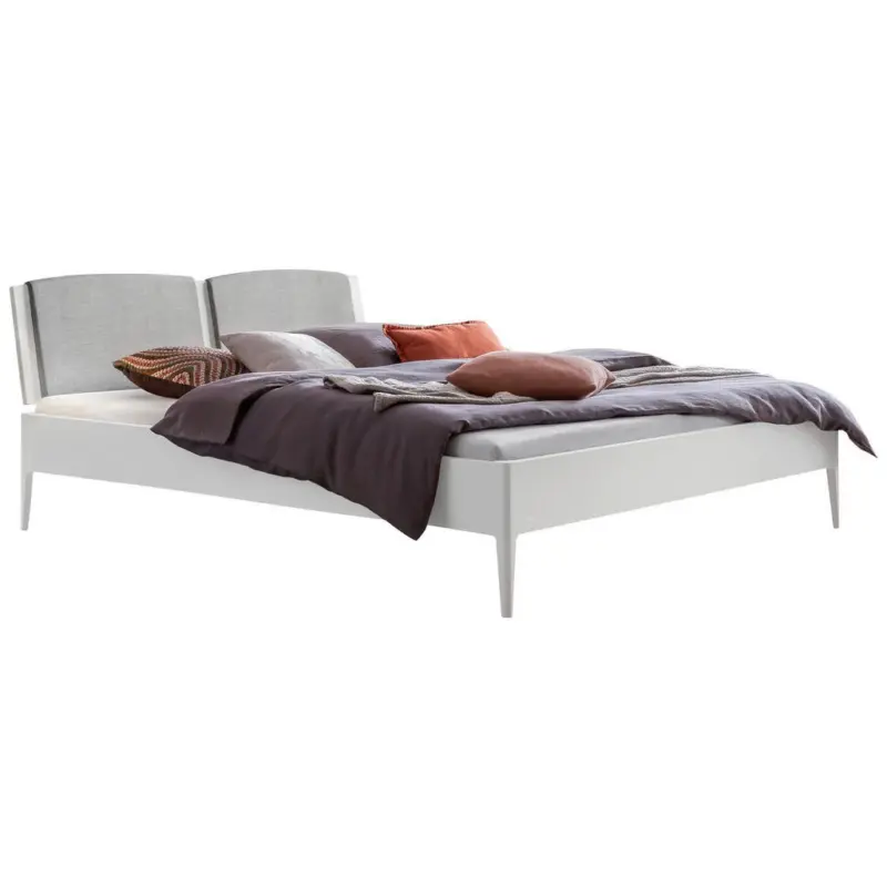 Bett 180/200 cm in Wei&szlig;, Hellgrau