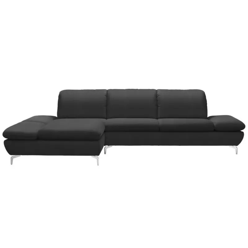 Ecksofa in Echtleder Graphitfarben 200/315 cm