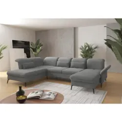 Wohnlandschaft in Flachgewebe Grau