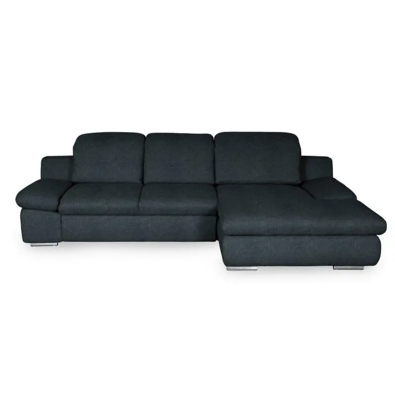 Ecksofa in Chenille Schwarz 286/165 cm