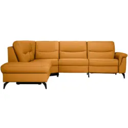 Ecksofa in Echtleder Currygelb 249/280 cm