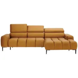 Ecksofa in Webstoff Currygelb 270/177 cm