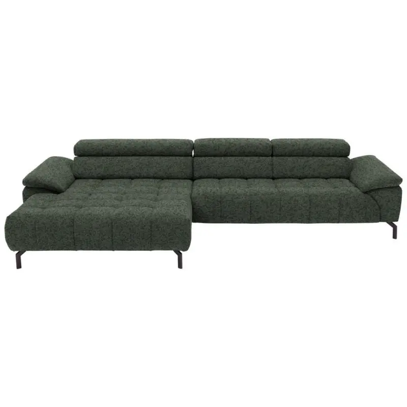Ecksofa in Chenille Gr&uuml;n 190/329 cm