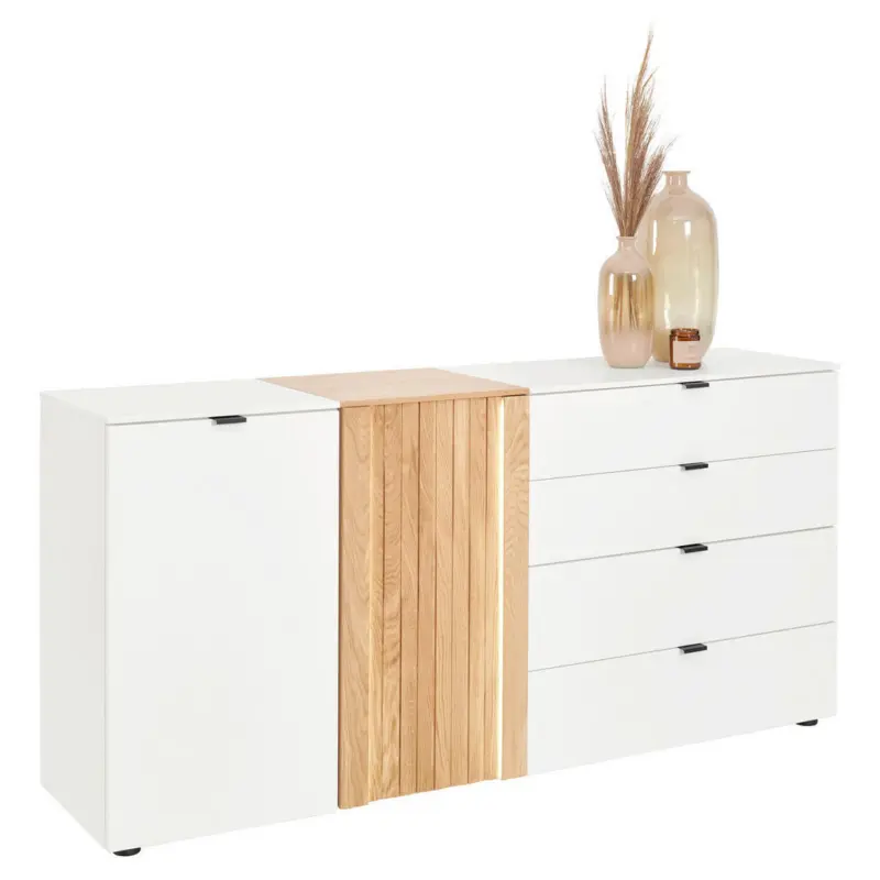Sideboard Wei&szlig;, Eichefarben 172,5/79,5/42 cm