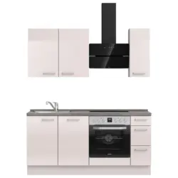 K&uuml;chenleerblock 180 cm in Schieferfarben, Hellgrau