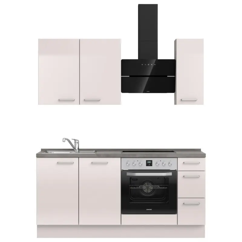 K&uuml;chenleerblock 180 cm in Schieferfarben, Hellgrau