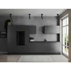 K&uuml;chenleerblock 370 cm in Grau