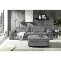 Hocker in Textil Grau