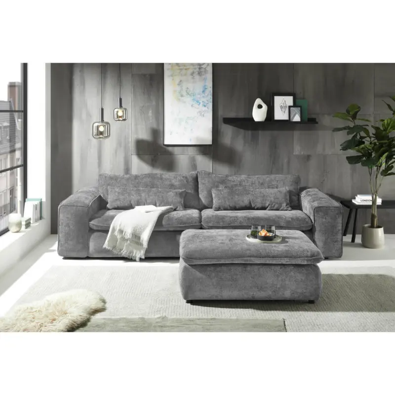 Hocker in Textil Grau