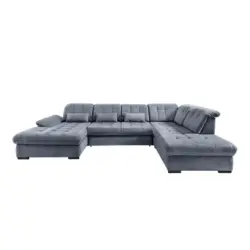 Wohnlandschaft in Chenille Hellblau