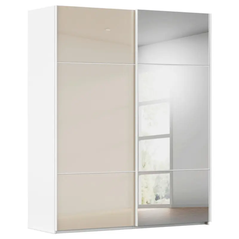 Schwebet&uuml;renschrank in Wei&szlig;, Champagner