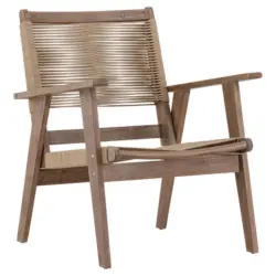 Loungesessel in Holz, Textil Braun