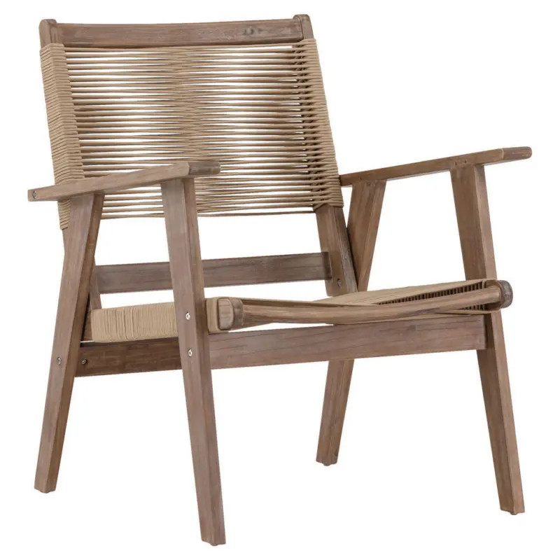 Loungesessel in Holz, Textil Braun