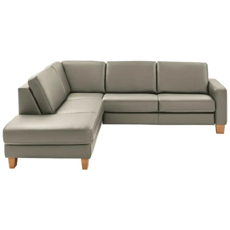Ecksofa Valdera in Echtleder Grau 235/257 cm