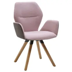 Armlehnstuhl in Holz, Textil Anthrazit, Aubergine