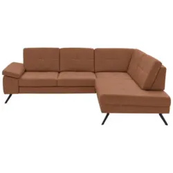 Ecksofa in Lederlook, Mikrofaser Braun 261/220 cm
