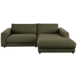 Ecksofa in Flachgewebe Olivgr&uuml;n 270/190 cm