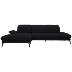 Ecksofa in Webstoff Schwarz 180/289 cm