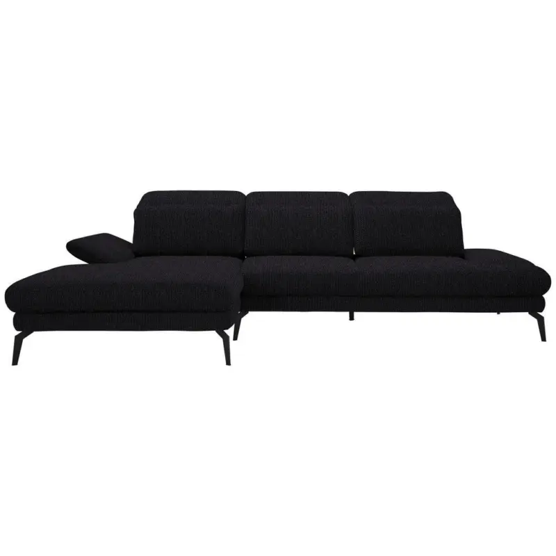 Ecksofa in Webstoff Schwarz 180/289 cm