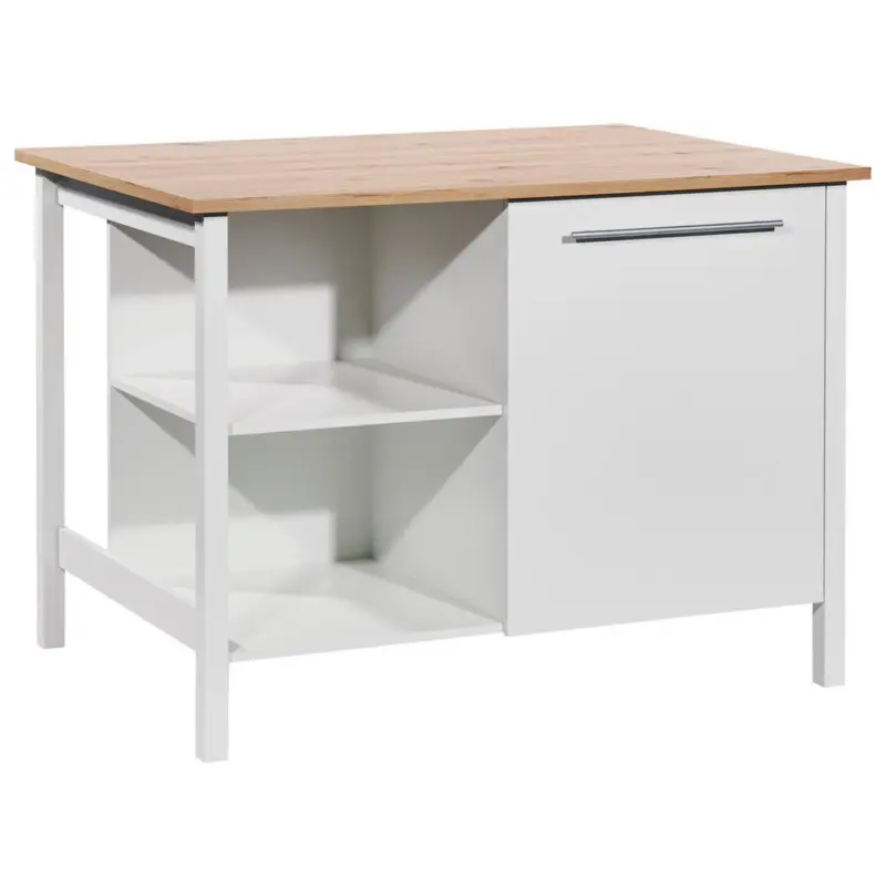 K&uuml;cheninsel in Wei&szlig;, Eiche Artisan