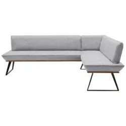 Eckbank 223/163 cm in Schwarz, Eichefarben, Hellgrau