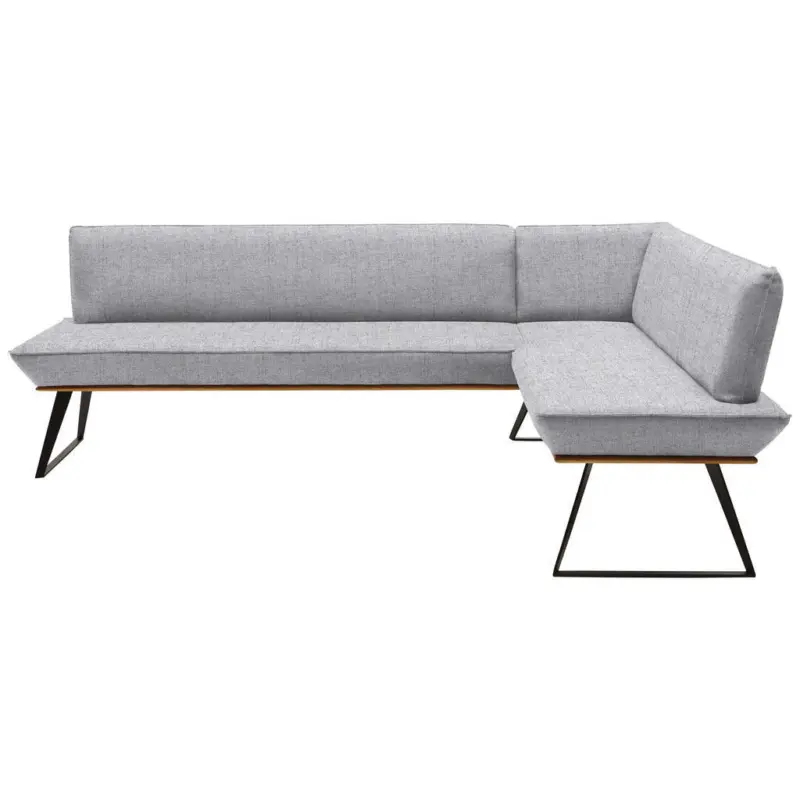 Eckbank 223/163 cm in Schwarz, Eichefarben, Hellgrau
