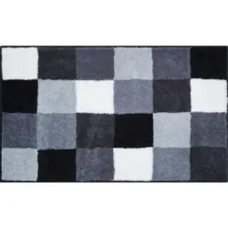 Badteppich Grau, Schwarz, Wei&szlig; 70/120 cm
