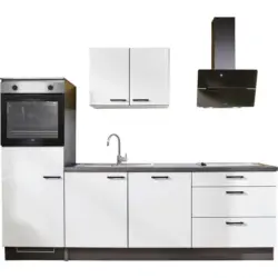 K&uuml;chenleerblock 260 cm in Graphitfarben, Grau, Lavagrau