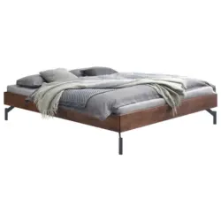 Bett 120/200 cm in Anthrazit, Nussbaumfarben