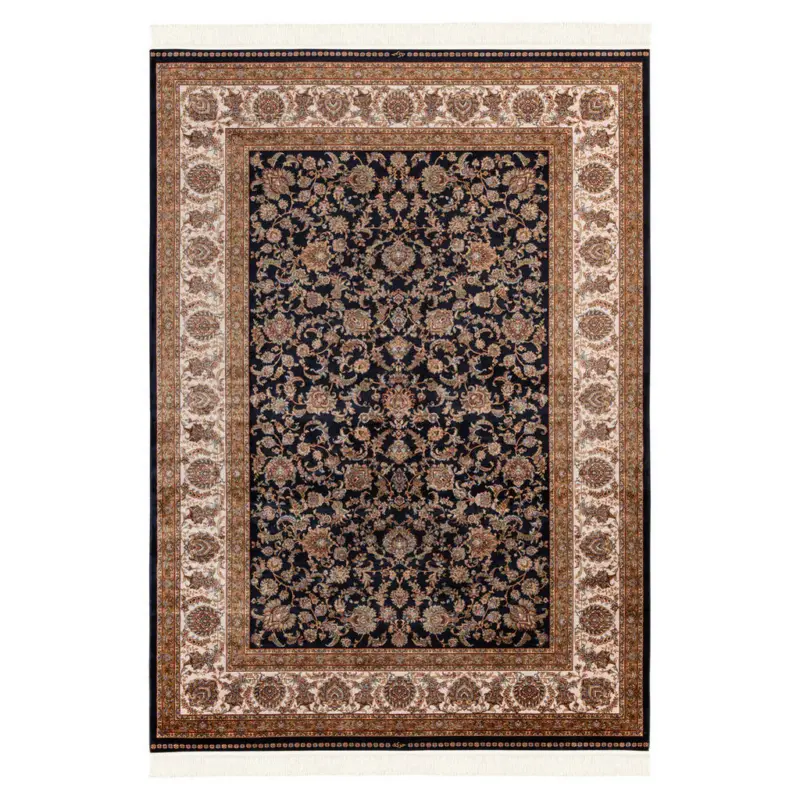 Webteppich 160/230 cm My Babylon of Obsession Blau, Creme, Hellbraun