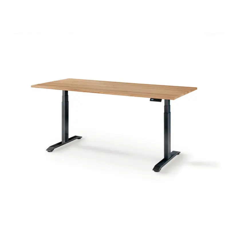 Schreibtisch 140/80/64-130 cm in Schwarz, Eichefarben