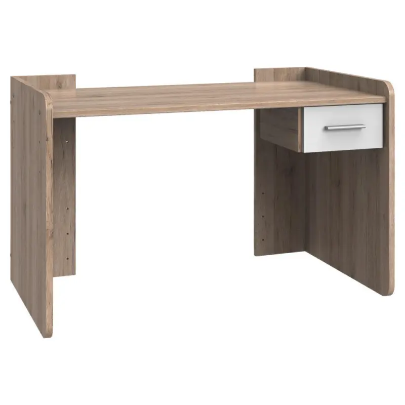 Schreibtisch 124/70/77 cm in Wei&szlig;, Eiche San Remo