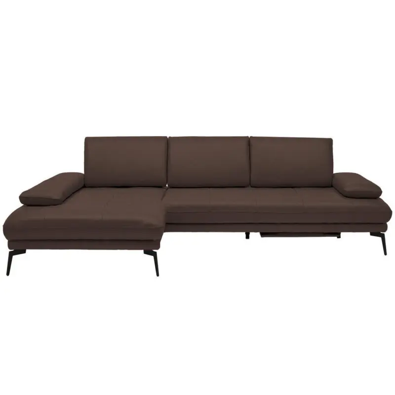 Ecksofa in Echtleder Braun 187/273 cm