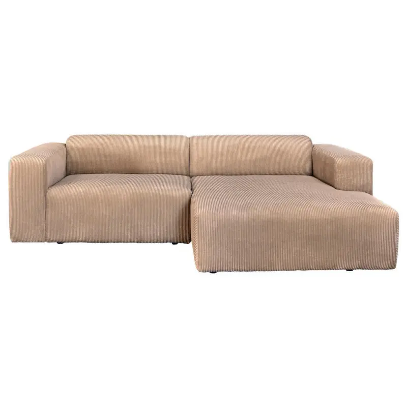 Ecksofa Basma in Cord Hellbraun 298/175 cm