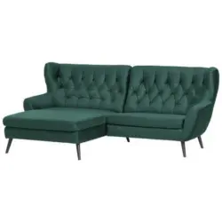 Ecksofa in Mikrofaser Gr&uuml;n 165/237 cm